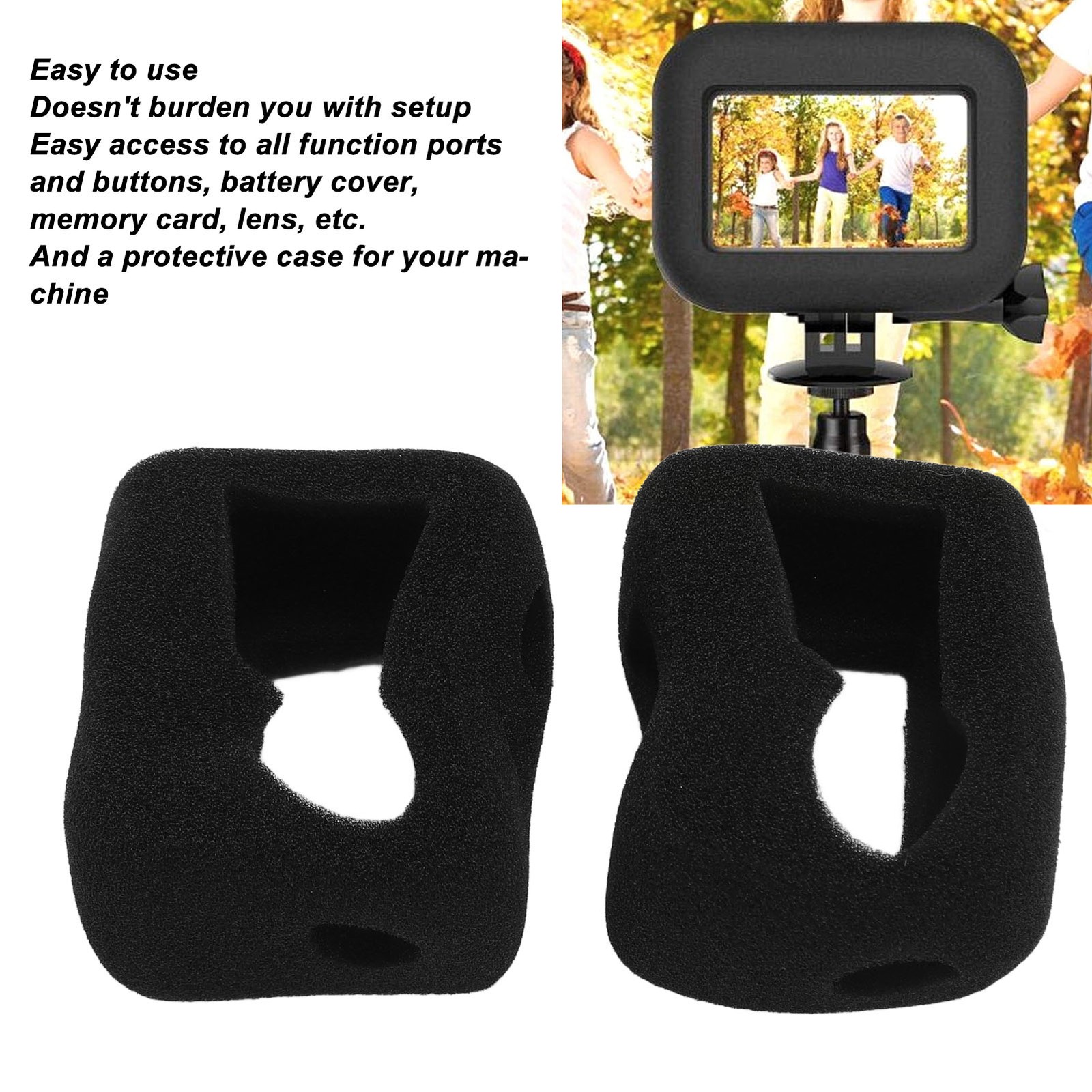 2pcs Professional Noise Reduction Foam Action Camera Windslayer Housing Case For