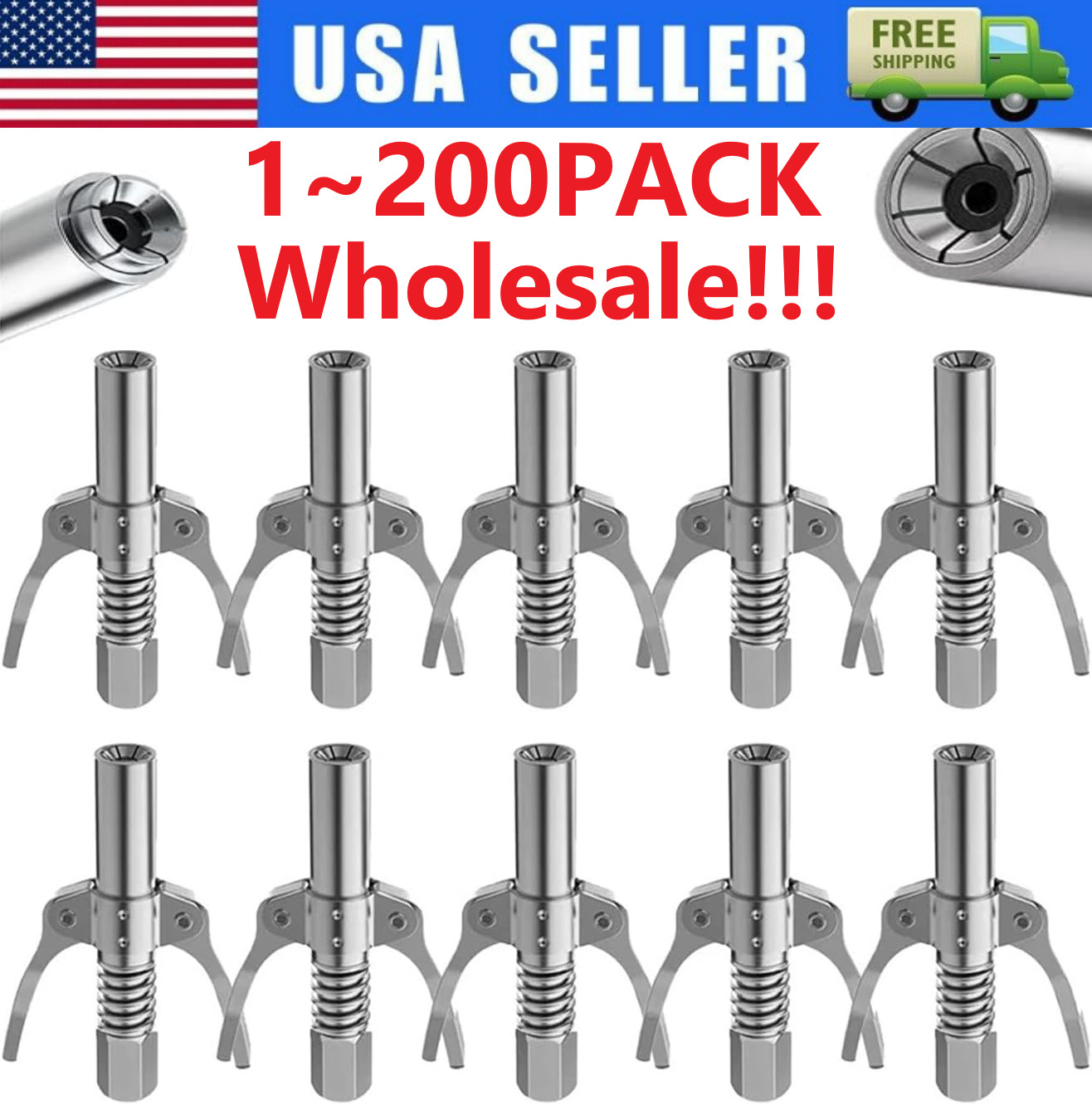 Grease Gun Coupler Double Handle High Pressure Quick Release Lock Oil Nozzles