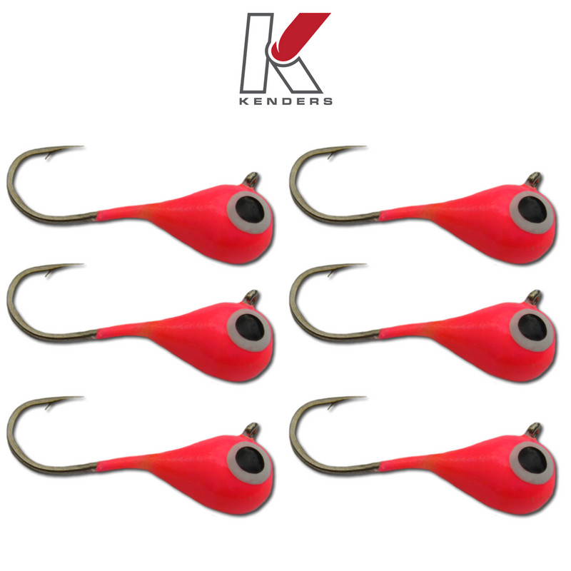 Tungsten Jig 6 Pack 6mm - #8 Hook Bright Pink GLOW