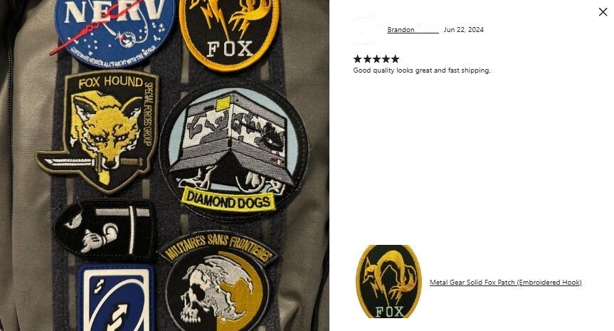METAL GEAR SOLID FOX HOUND PS4 EMBROIDERED IRON ON PATCH BY MILTACUSA
