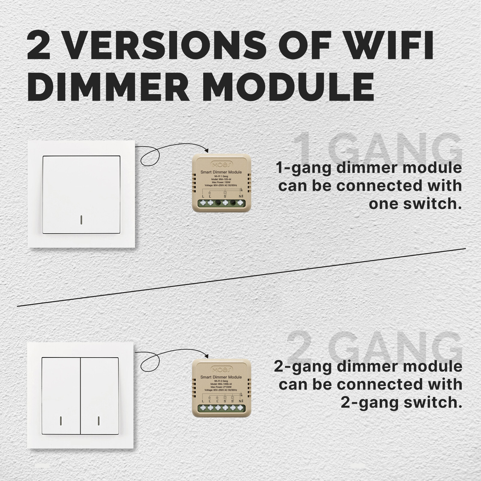 MOES WiFi Smart Mini Light Dimmer Switch Module 3-Way Alexa Google APP