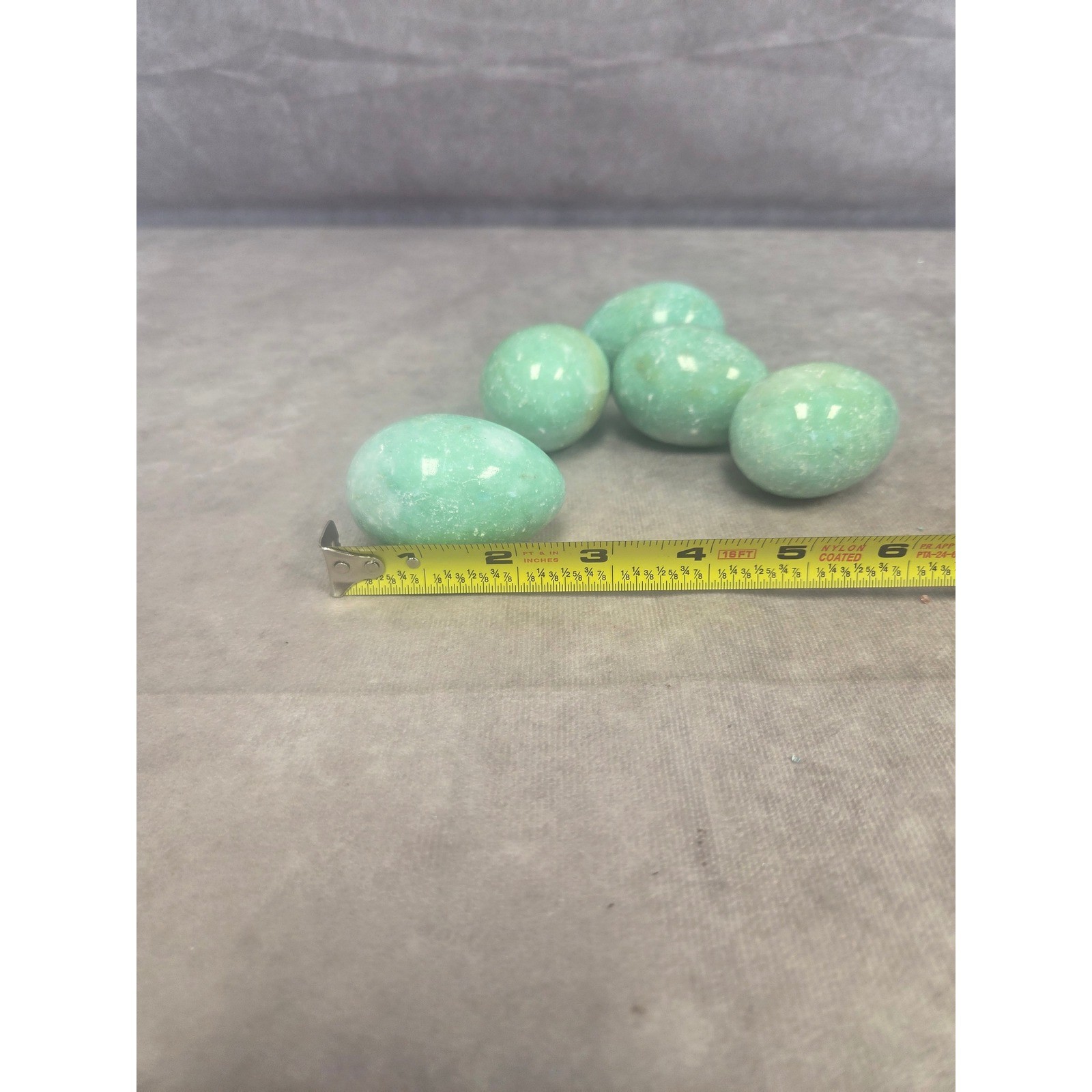 Set Of 5 Green Stone Eggs Decorative Easter Home Decor