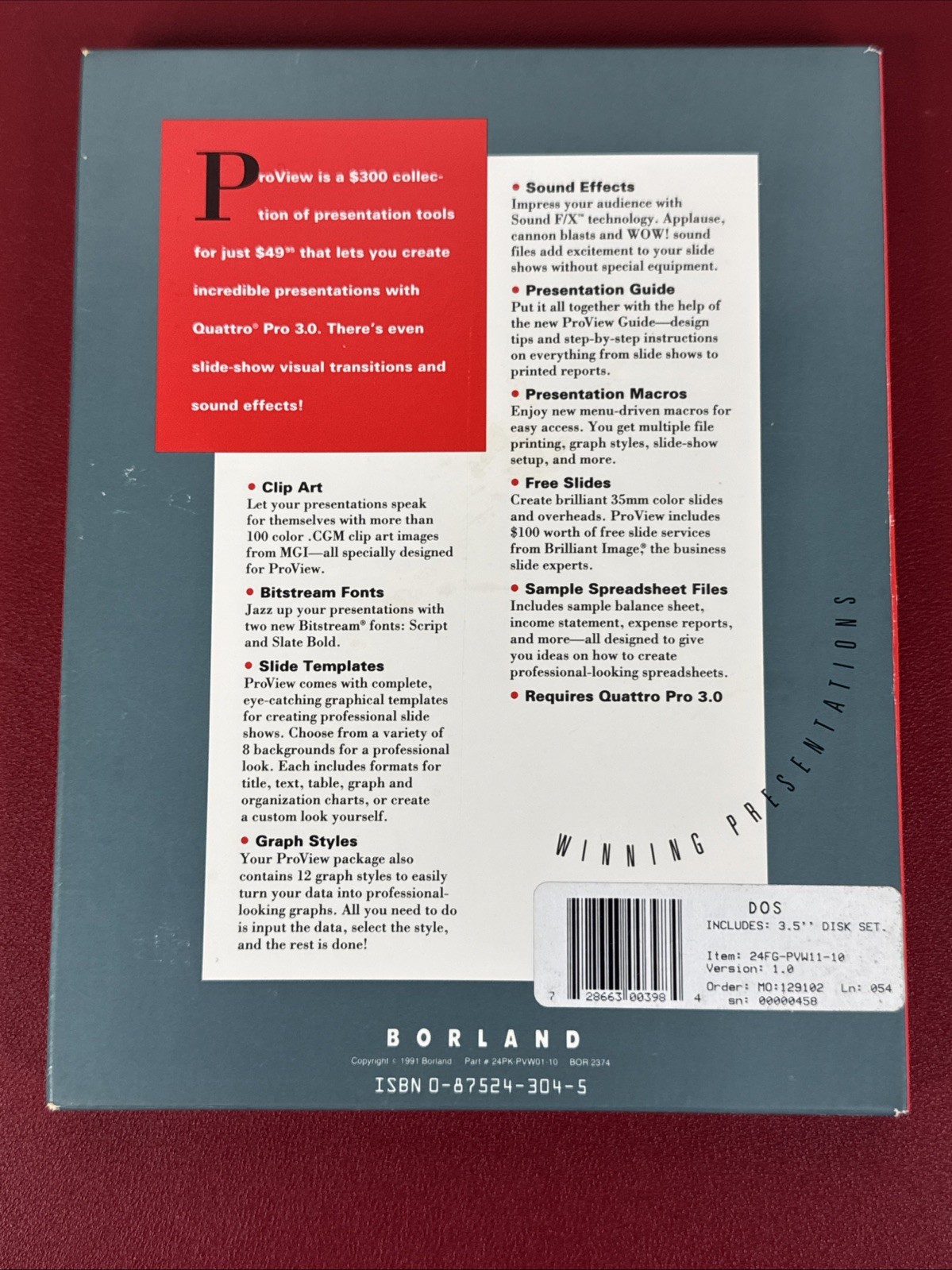 Borland Quattro Proview 3.0 Powerpack 3.5" Floppy Disk