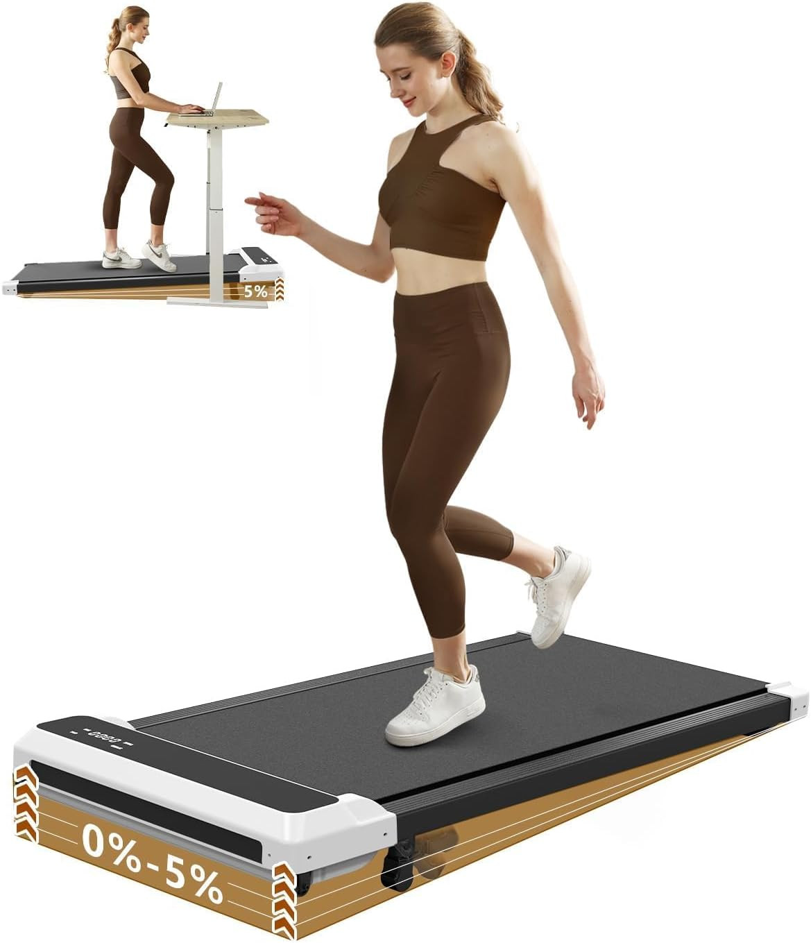 Walking Pad Treadmill with Incline,Under Desk Treadmill with Incline 2 in 1 for
