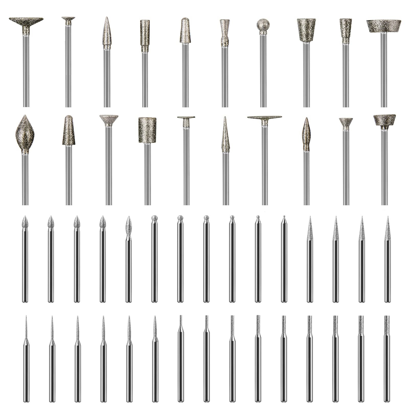 Stone Carving Set Diamond Burr Bits with Dremel, 50PCS Polishing Kits Rotary ...