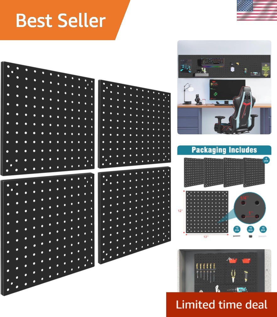 12x12 Compact Pegboard Panels - Ideal for Craft, Garage, and Office Rooms