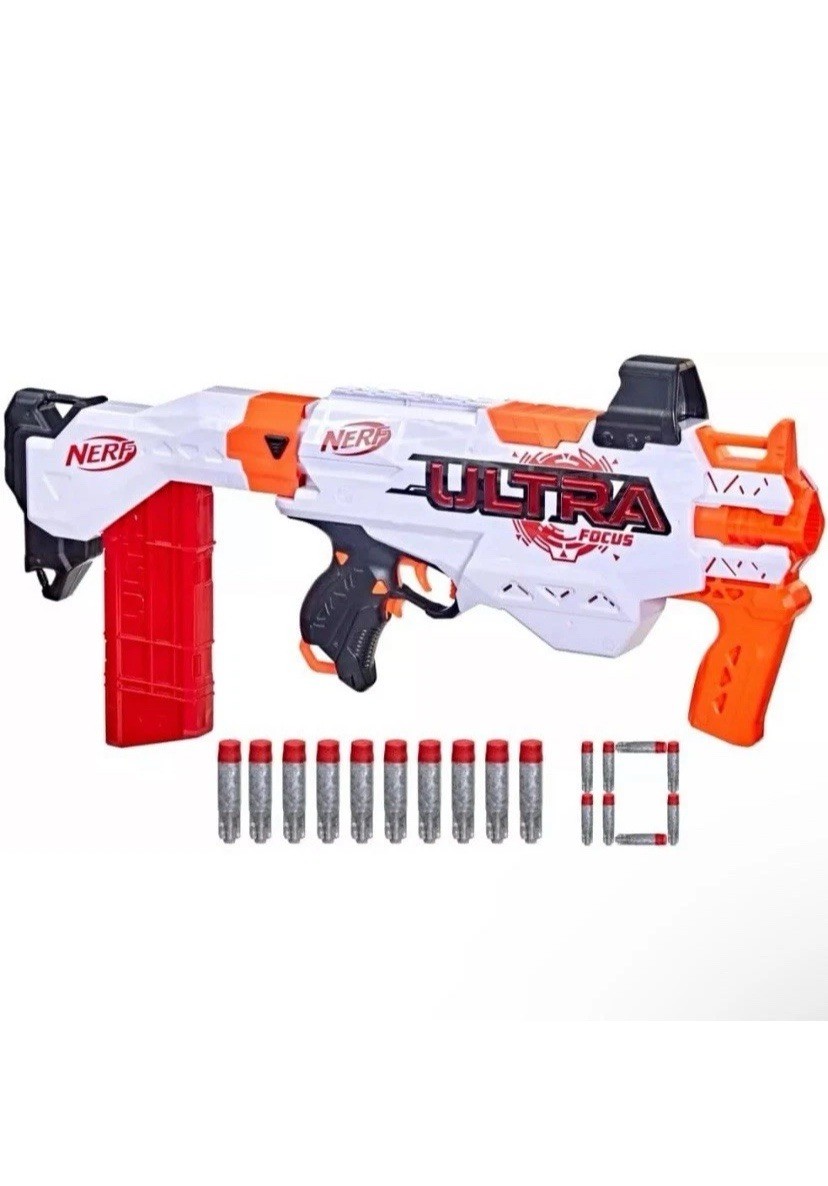 Nerf Ultra Focus Blaster Motorized w/ Clip, Stock & 10 AccuStrike Darts - NEW