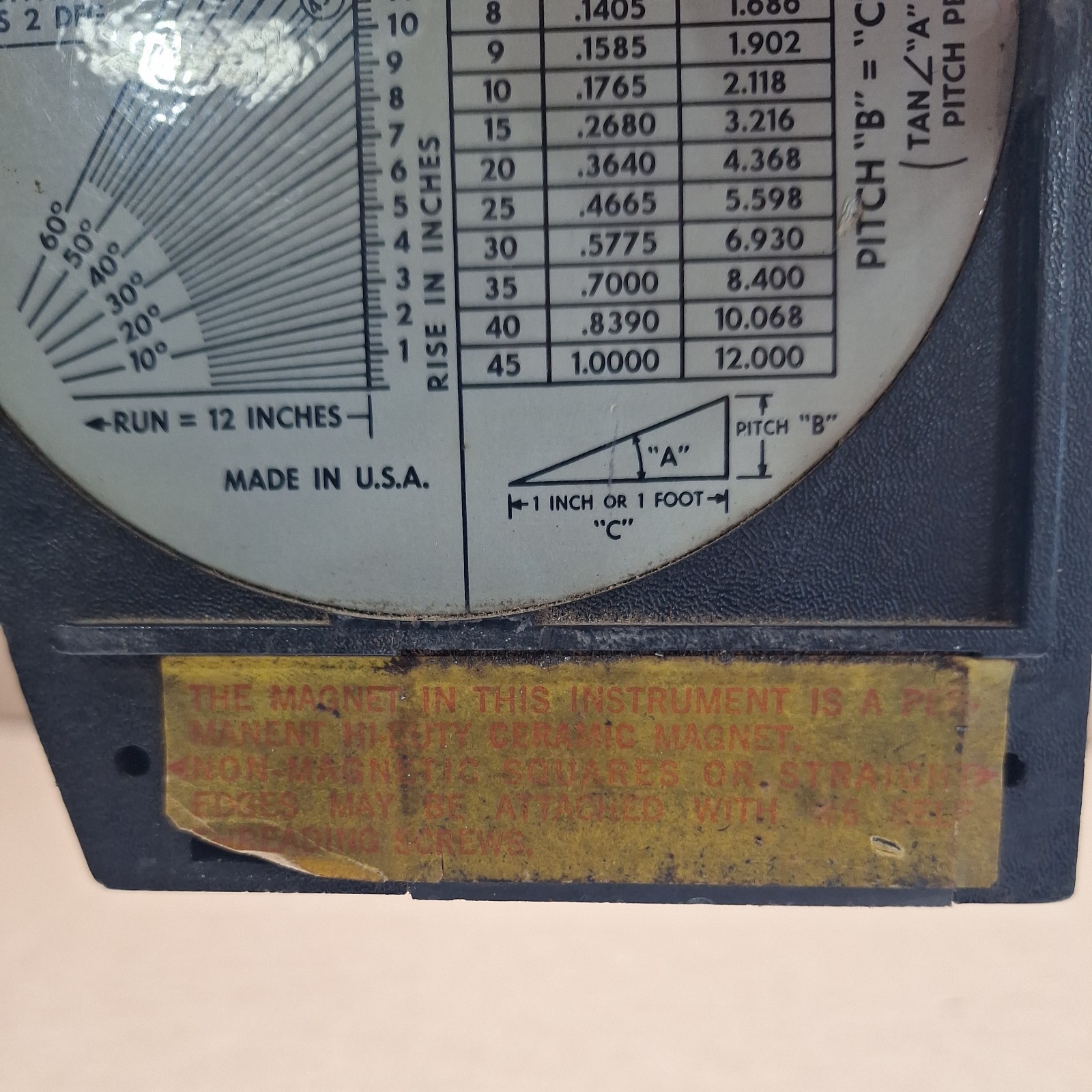 Sears Craftsman Universal Protractor Plumb & Level 93995