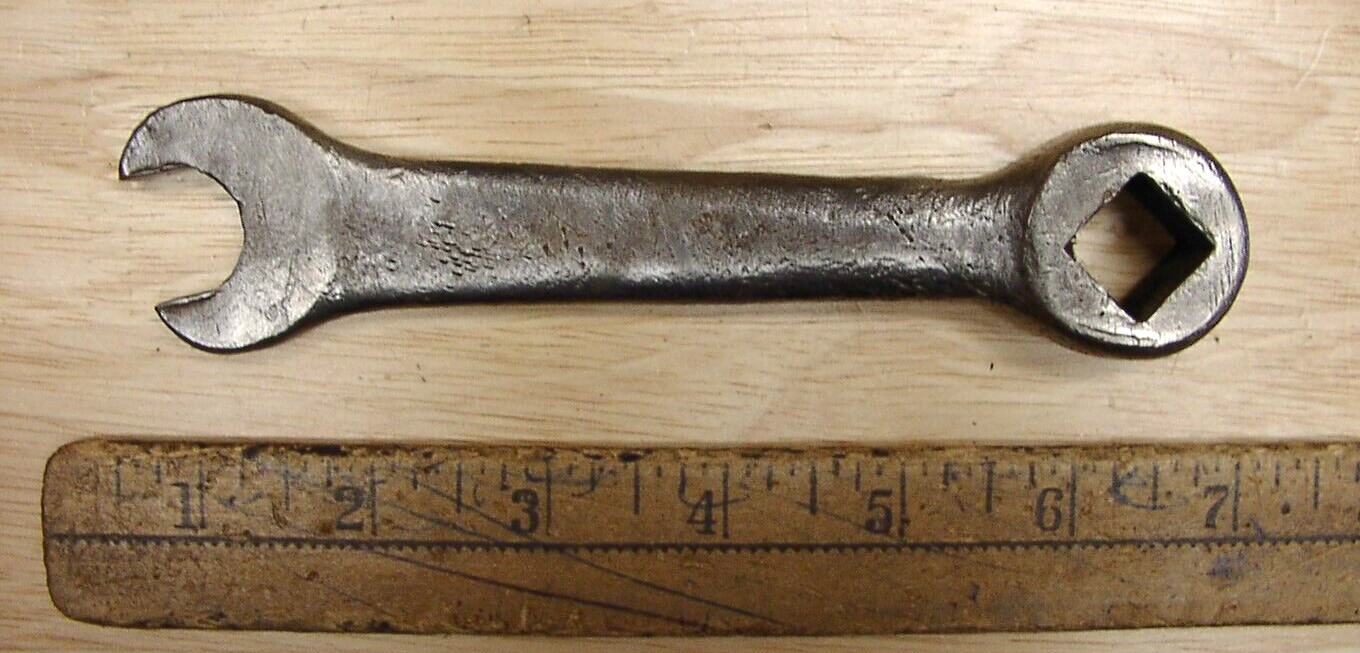 Vntg Unbranded 3/4" Open End X 9/16" Sq. Box End Machinists Wrench,6-5/16",VGC