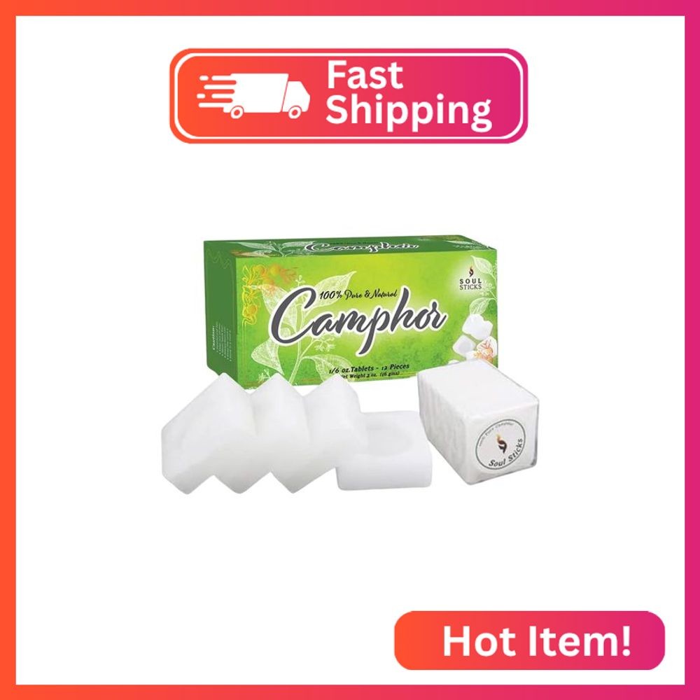 SOUL STICKS Natural Camphor Blocks, Pure Camphor Tablets for Aromatherapy & Puja