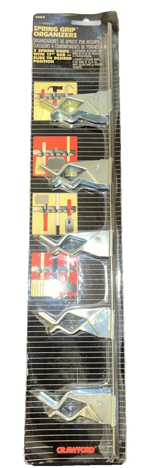 Crawford 5 Tool 17" Metal Spring Grip Organizer #SG5 ~ Slide to Desired Position