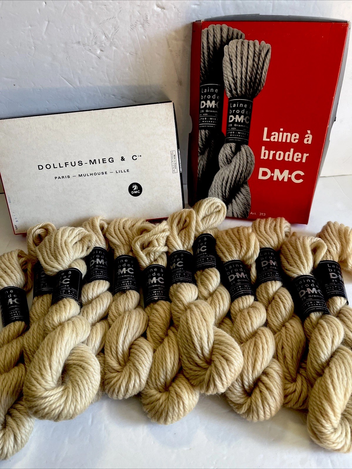 Laine a broder D*M*C 100% Wool Yarn 🧶 Made In France - Lot Of 12