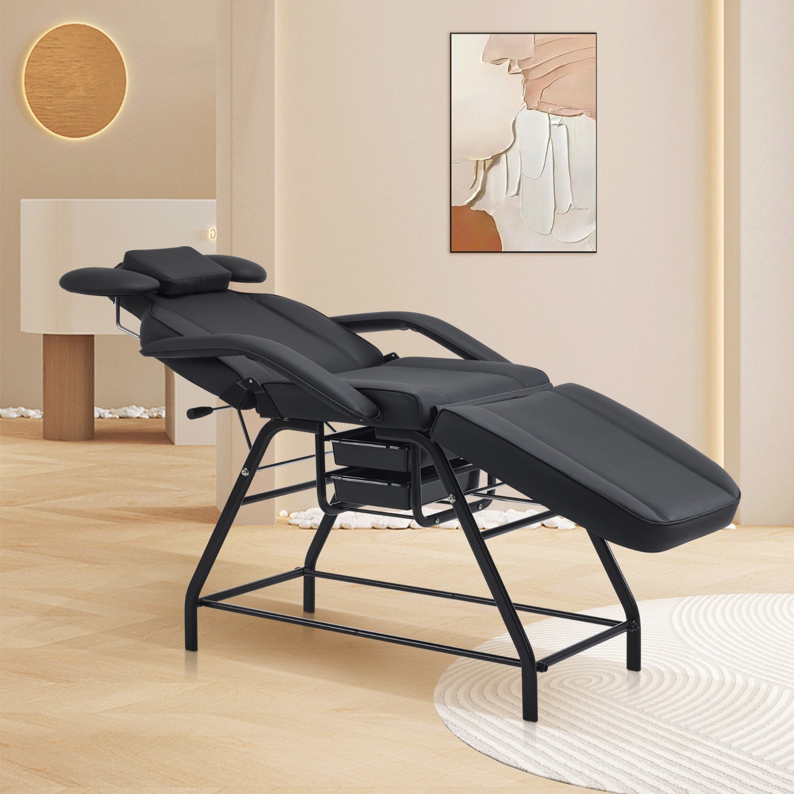 Adjustable esthetician Facial Bed with Storage, Removable Headrest Massage Table