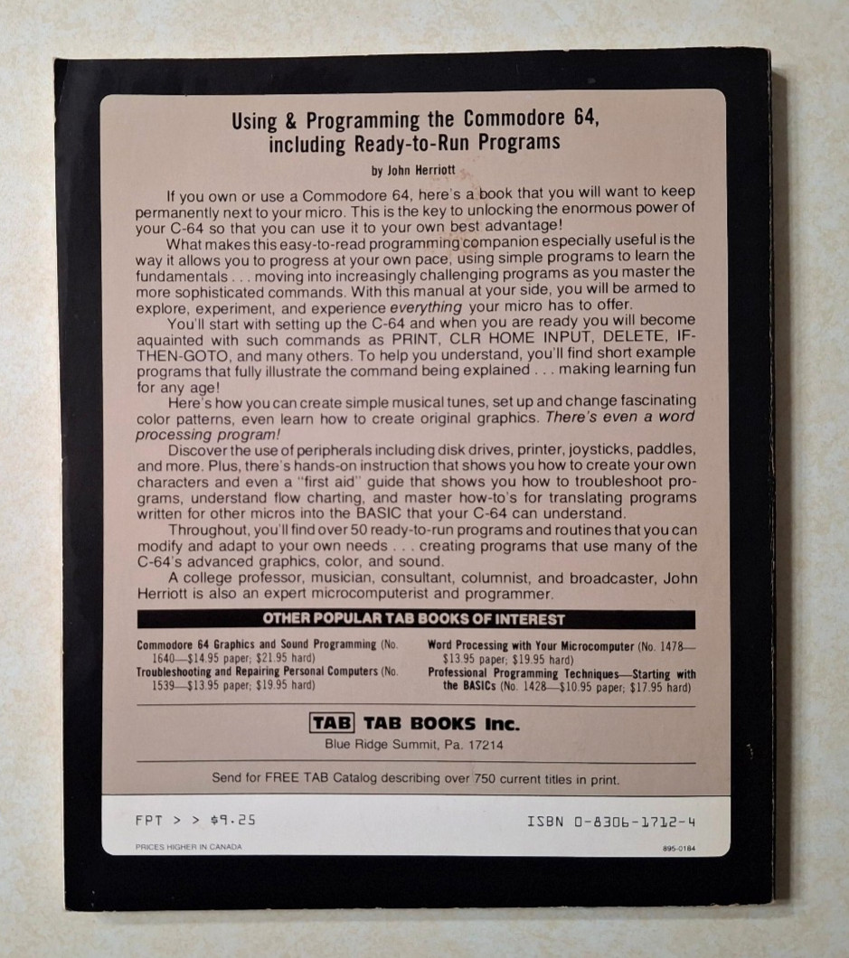 Using & Programming the Commodore 64 First Print Edition Programs Vintage 1984