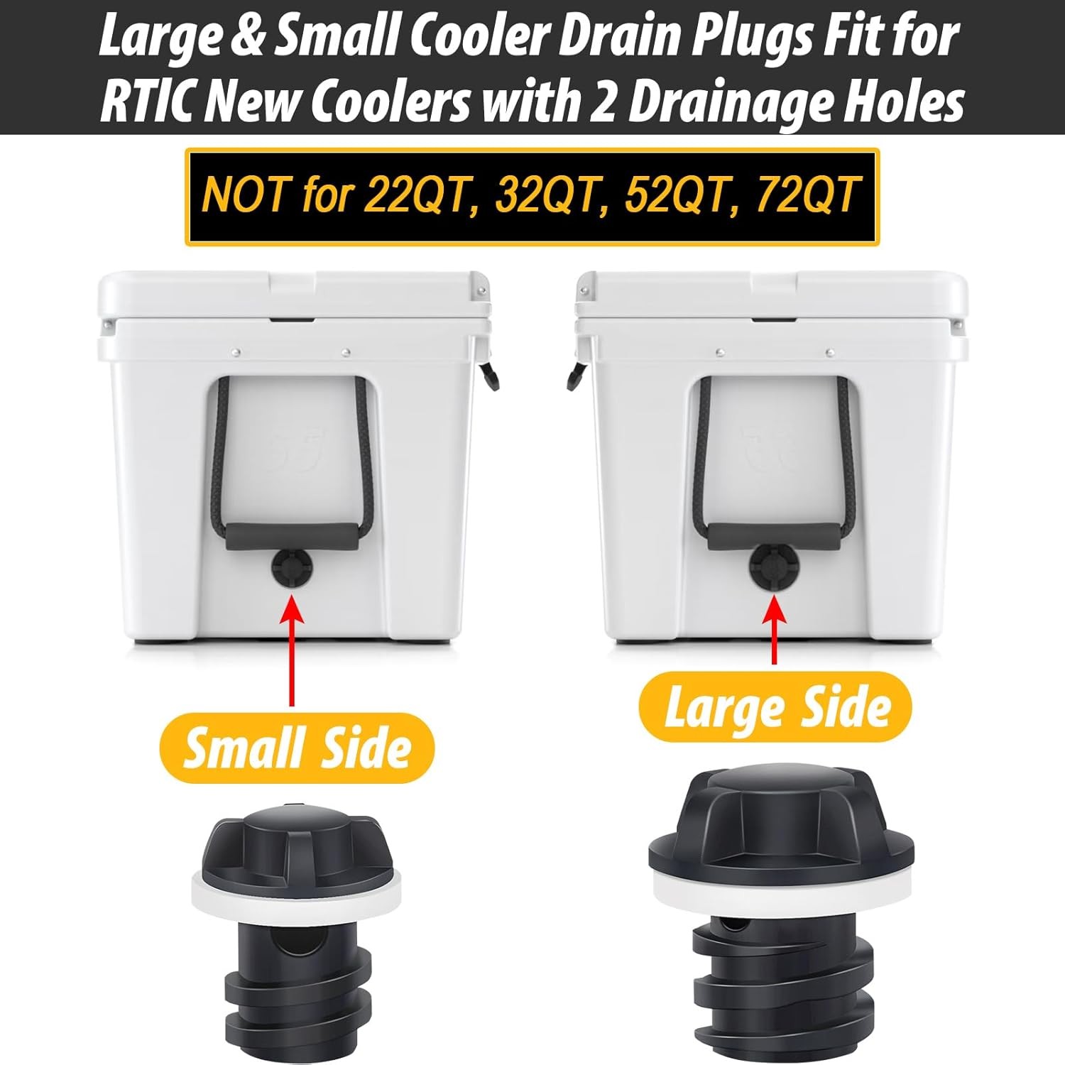 Cooler Drain Plug for RTIC Coolers, 2 Pack Large & Small Replacement Plugs Compa