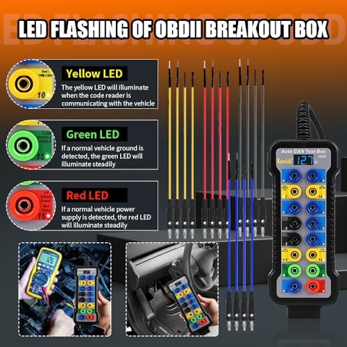 OBD2 Breakout Box Powerful OBDII Protocol Detector, 16 Pin Automotive CAN