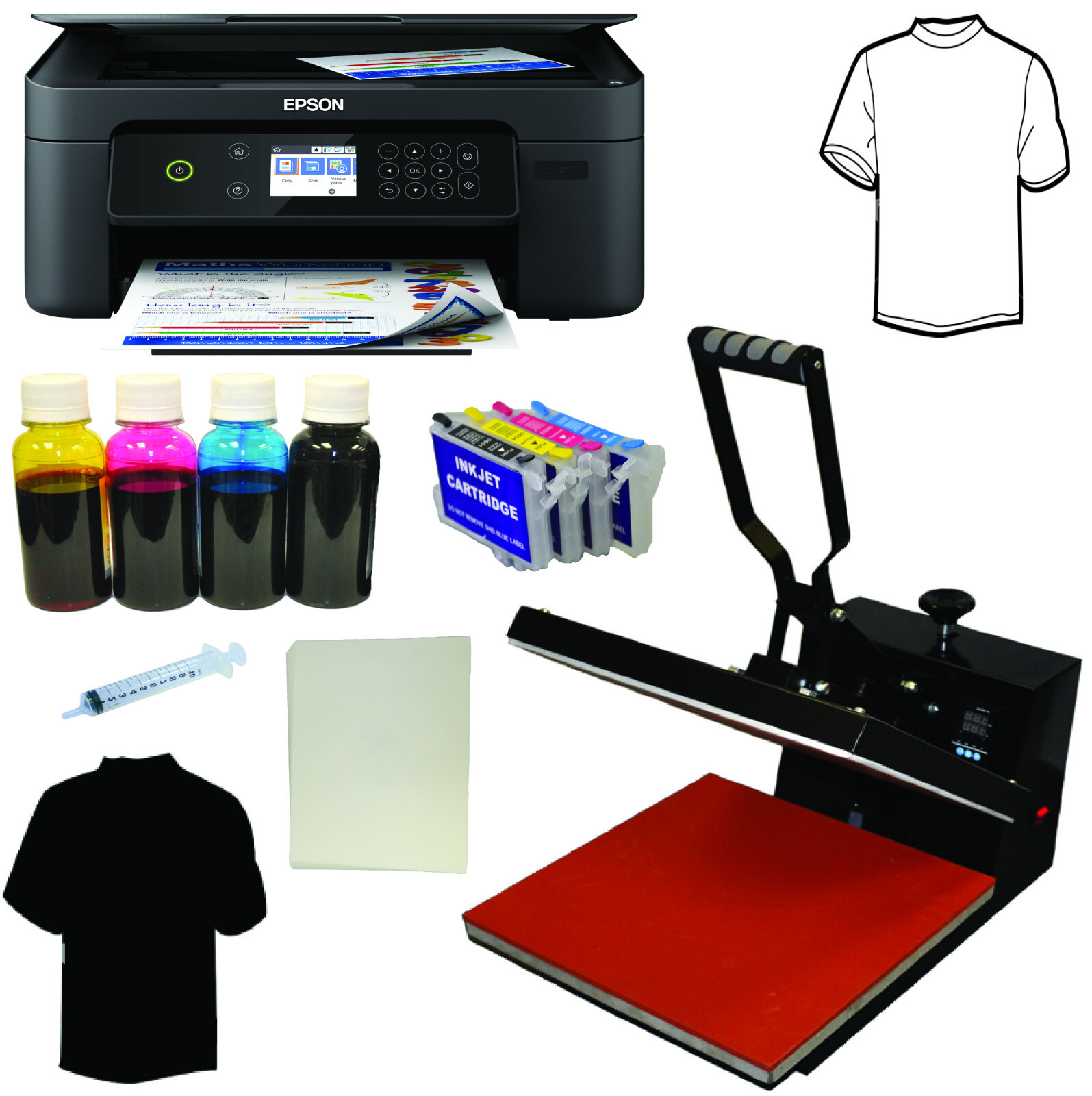 15x15" Heat Press Epson Printer All-in-1 Wireless Ink Heat Transfer Paper Tshirt