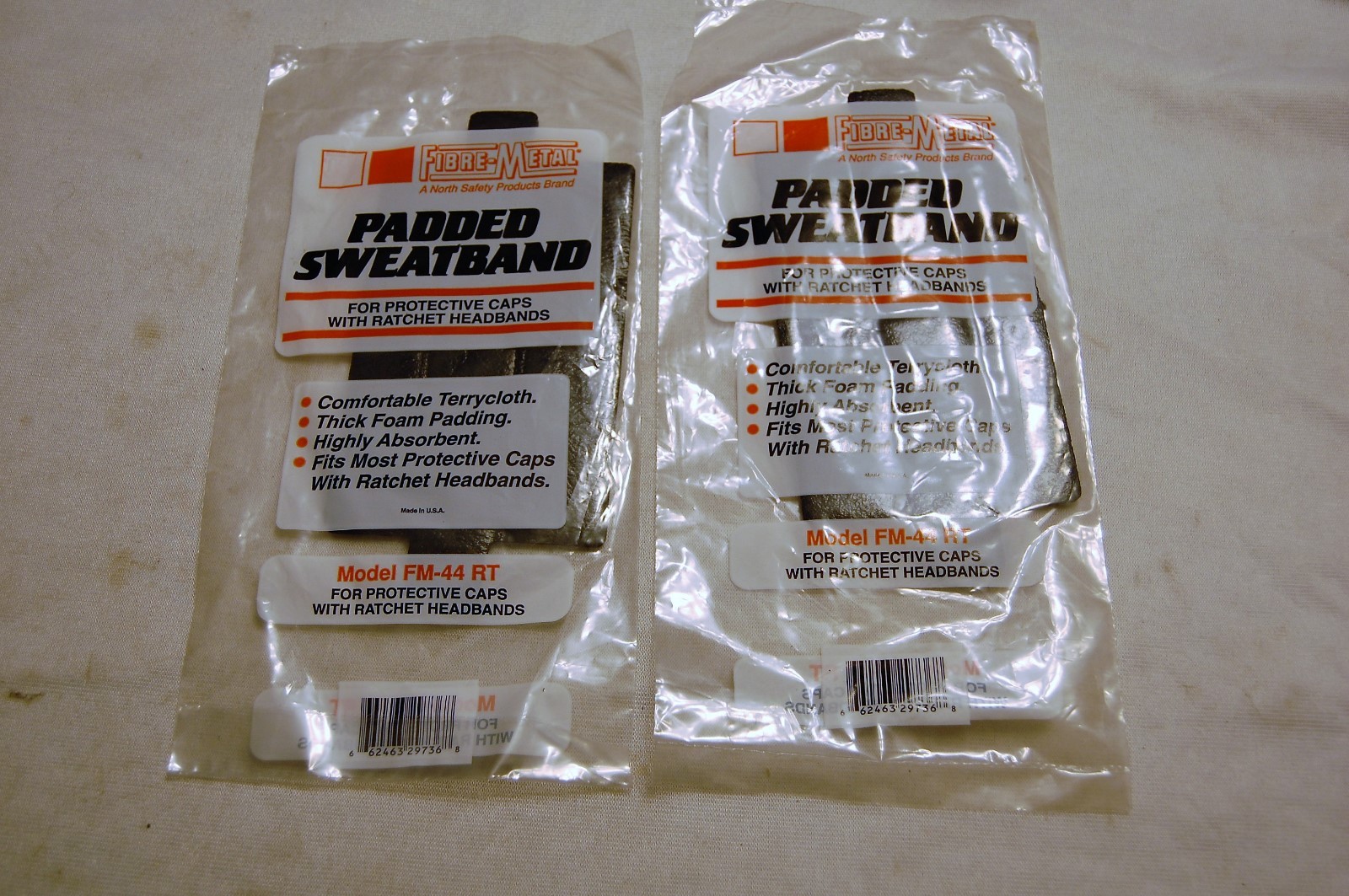 Two Fibre-Metal Padded Sweatbands Terrycloth For Hard Hats FM-44 RT