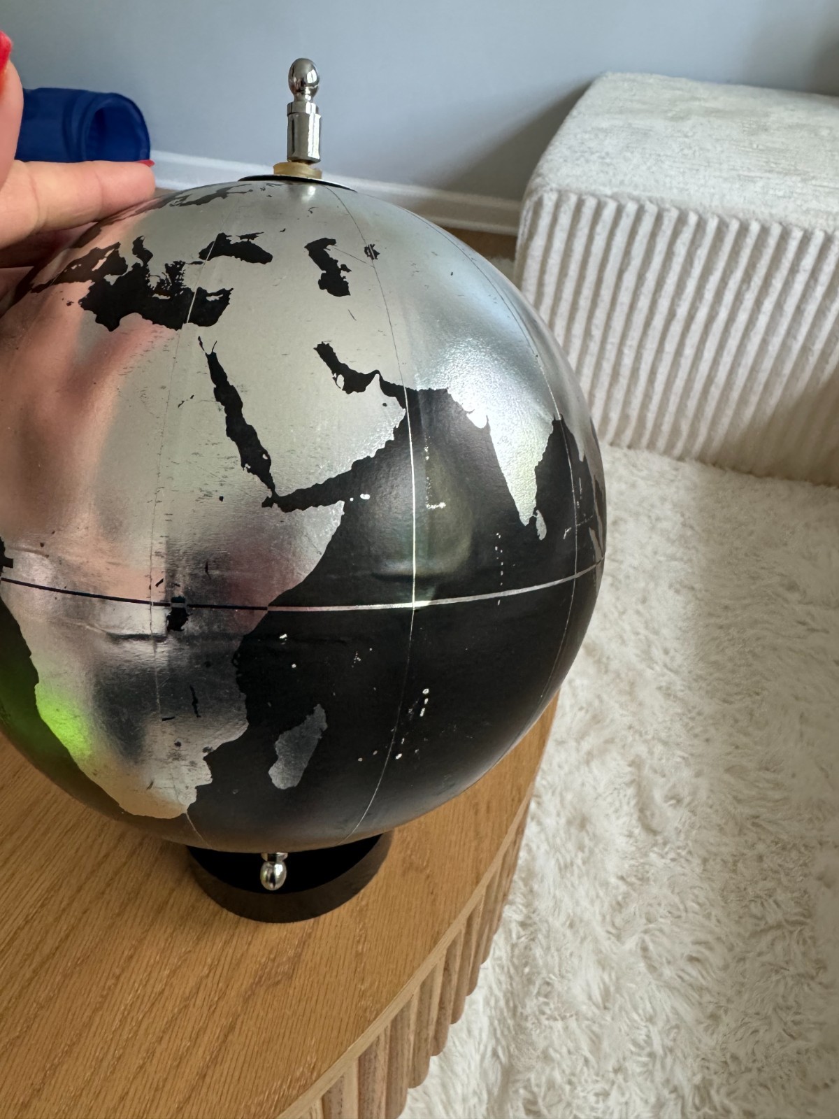 Modern Black Silver World Globe Decorative Desk Table Decor Office Home