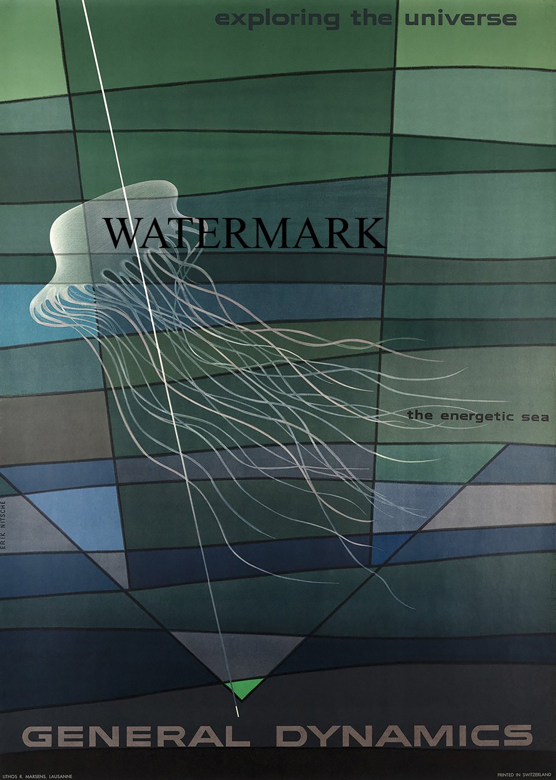 Erik Nitsche - 1958 General Dynamics Poster Universe - Energetic Sea 17x22 REPRO
