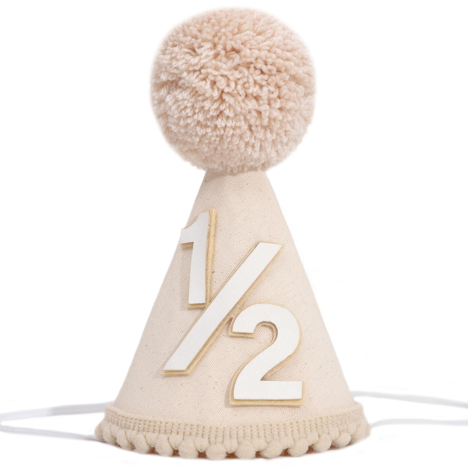 Neutral Half Birthday Party Hat Bohemia Cute Cone Pale Beige Unisex 0-3 Years