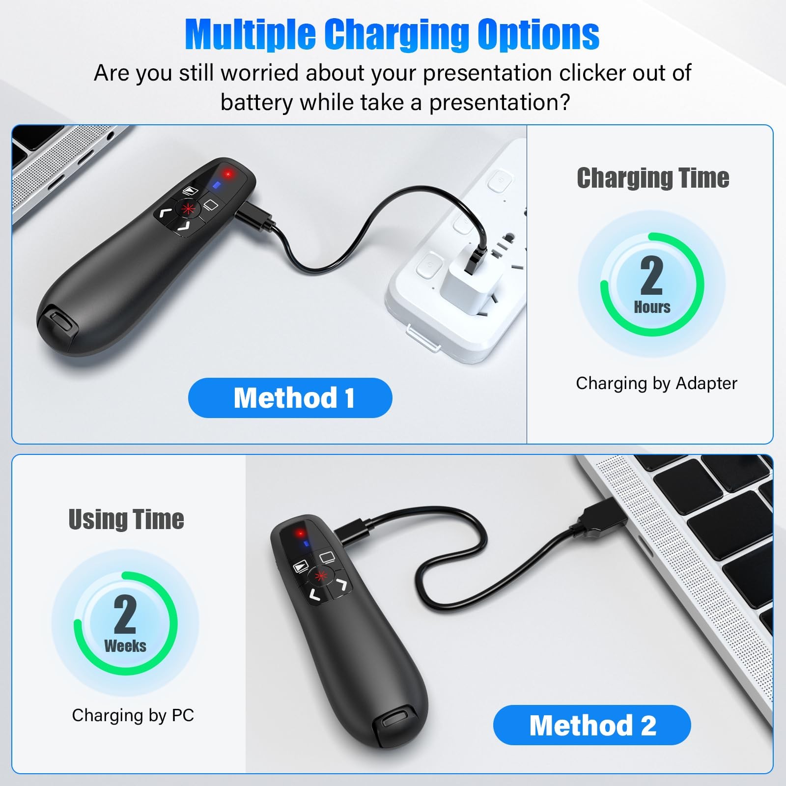 2-in-1 USB Type C Presentation Clicker, Clicker for PowerPoint Presentations,...