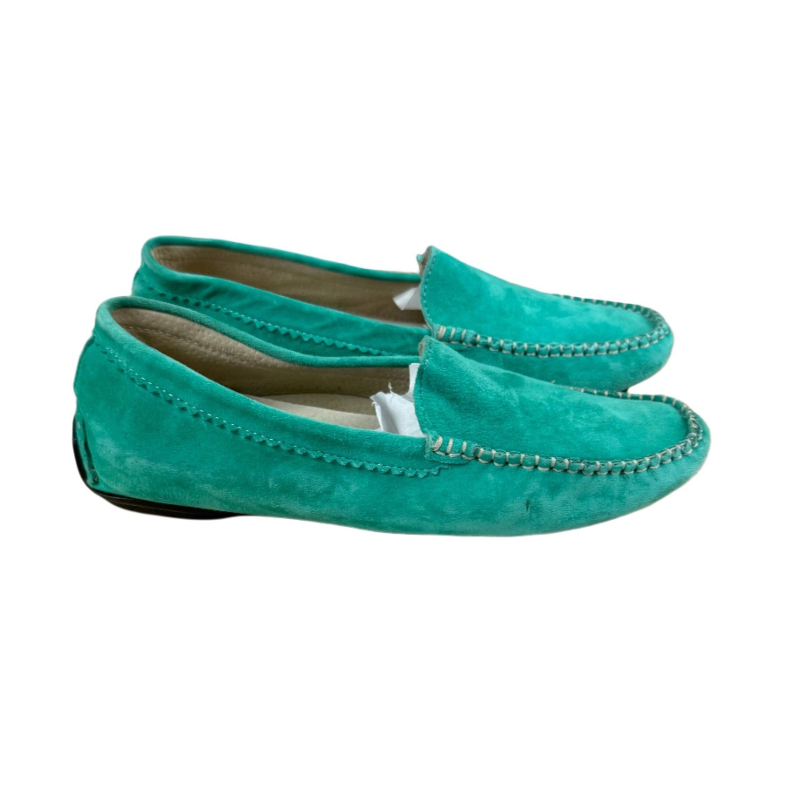 FS/NY French Sole New York Teal Suede Driving Loafers Made Italy Euro 37 US 6.5