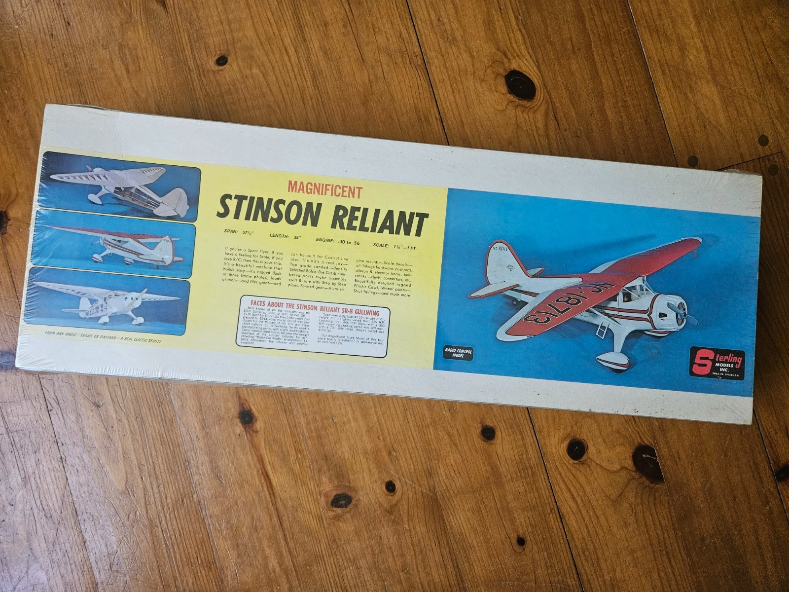 Rare! 1960 Stinson Reliant SR-8 r/c E8 kit/ New!
