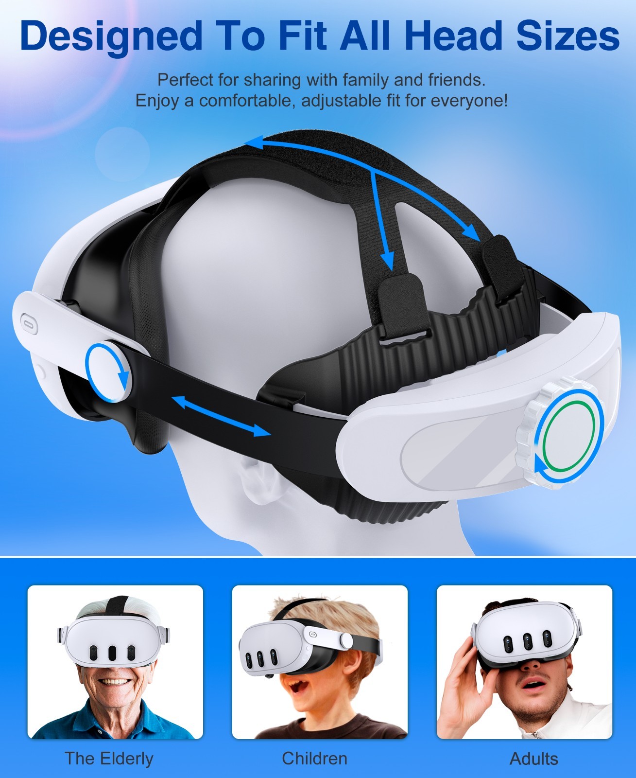 Head Strap For Meta Quest 2/3s/Quest 3 Adjustable VR Headset Strap Accessories