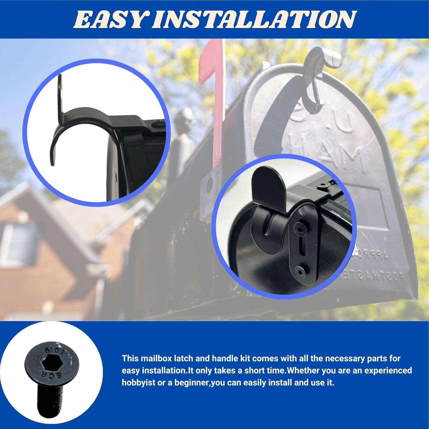 Mailbox Latch and Handle Kit, Thickened Mailbox Latch Replacement Set Easy Insta