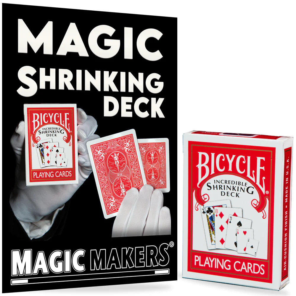 Deluxe INCREDIBLE SHRINKING DECK Close Up Magic Trick Bicycle Cards Change Size