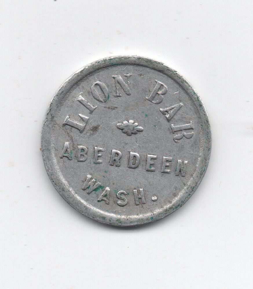 1910 Aluminum Trade Token Lion Bar Aberdeen WA Good for 2.5 Cents in Trade