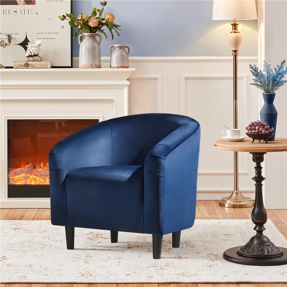 Velvet Accent Chair Modern Barrel Chair For Living Room Bedroom Sturdy