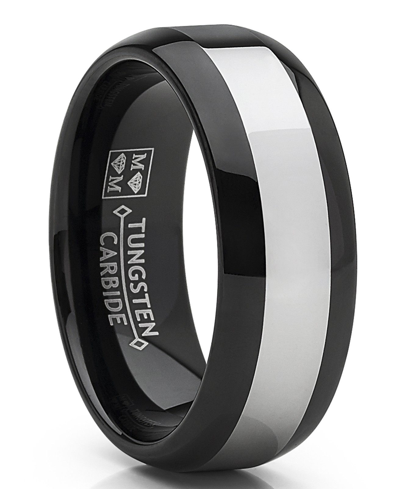 Men's 8MM Two-Tone Tungsten Carbide Ring Wedding Band sizes 5-15
