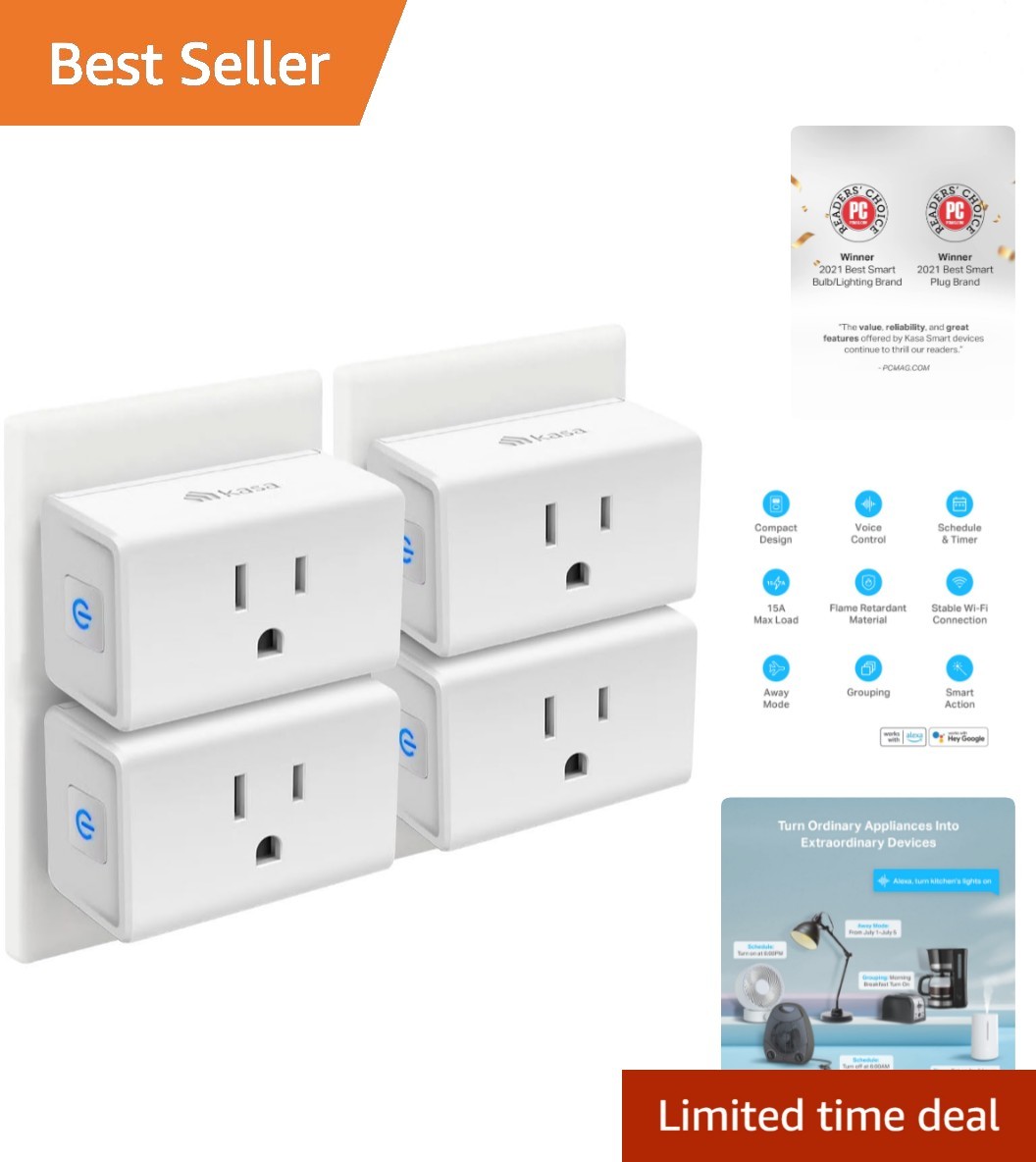 Plug Mini 15A, Smart Home Wi-Fi Outlet Works with Alexa, Google Home & IFTTT,...