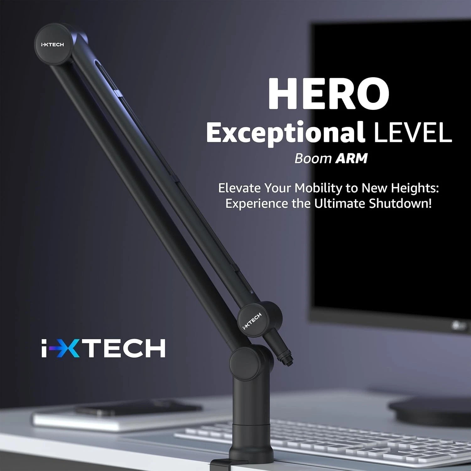 Boom Arm - Adjustable 360° Rotatable Microphone Sturdy Stainless Steel Mic De...