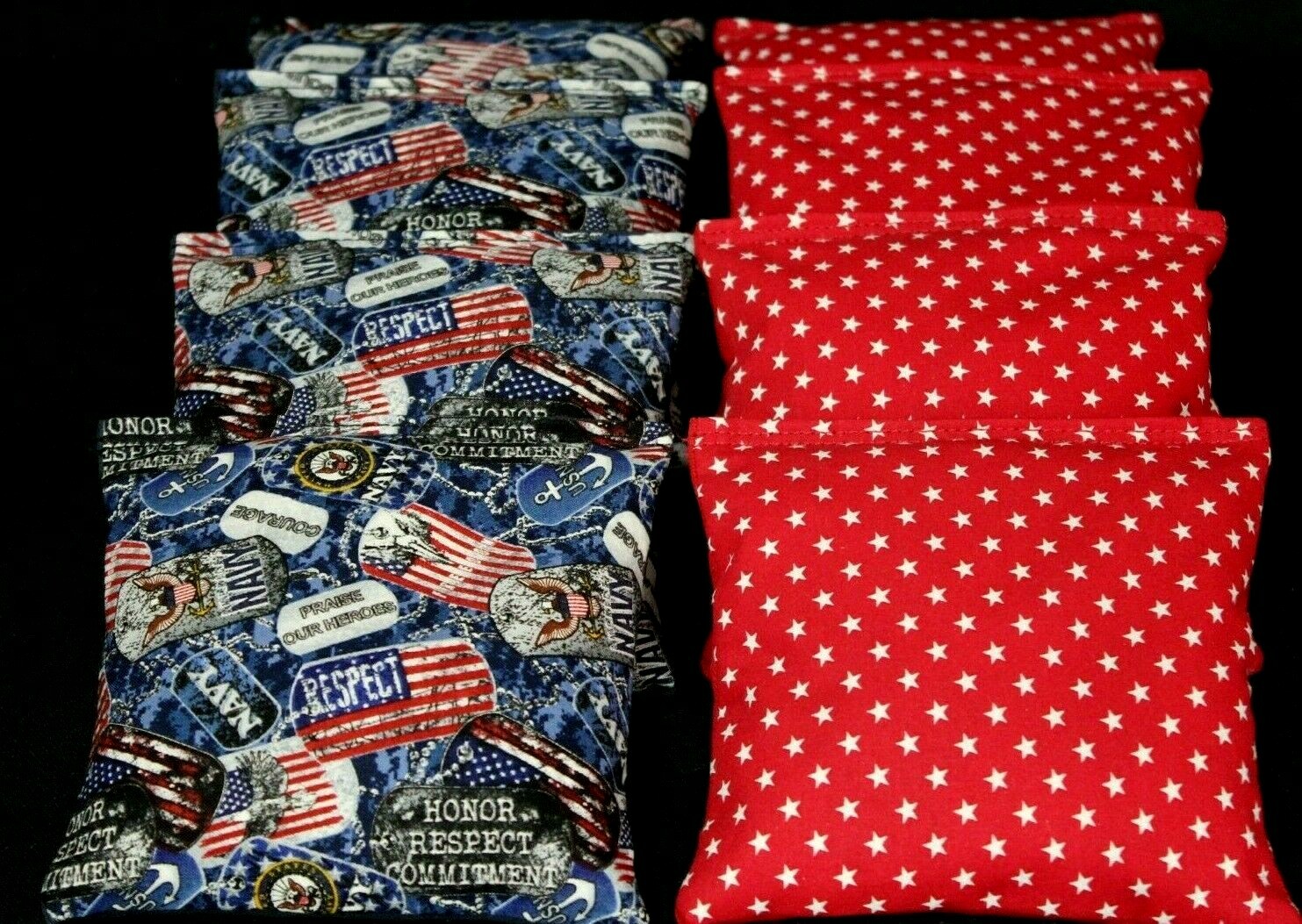 US Navy Ship  Military Patriotic DOG TAGS  8 ACA regulation Cornhole bags game