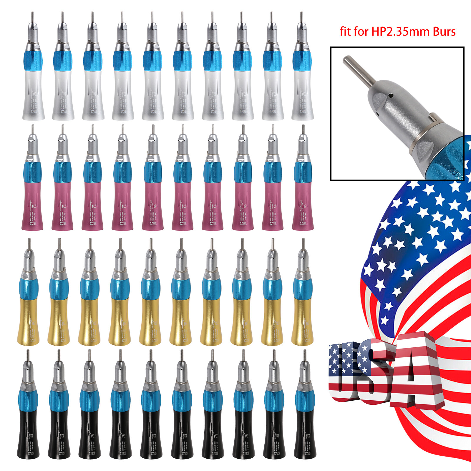 1-10*USA Dental Slow Low Speed Straight Handpiece Nose Cone E-type 4colors