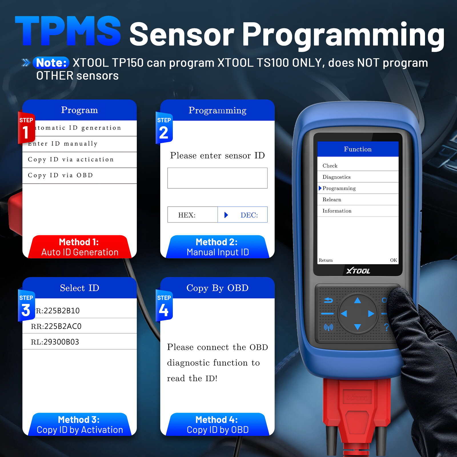 XTOOL TP150 OBD2 Scanner Diagnostic Tool TPMS Programming Relearn Activatation