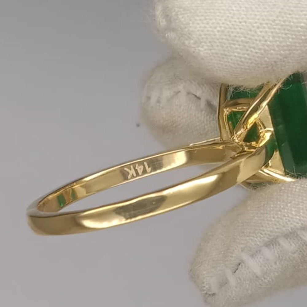 6.00Ct Emerald Natural Emerald & Diamond 100% 14k SOLID Yellow Gold Wedding Ring