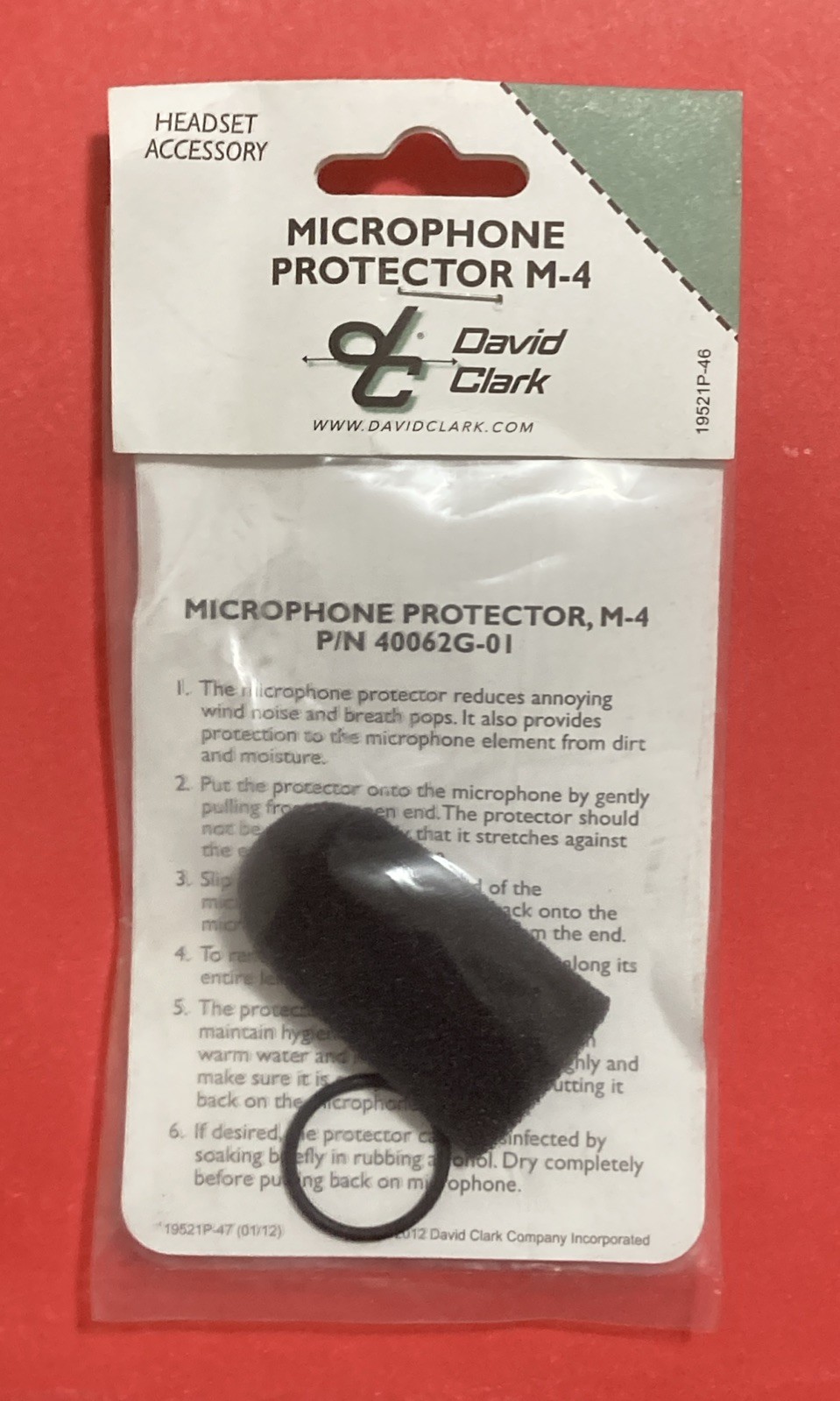 ORIGINAL DAVID CLARK MICROPHONE PROTECTOR COVER M-4 P/N 40062G-01 NEW, OLD STOCK