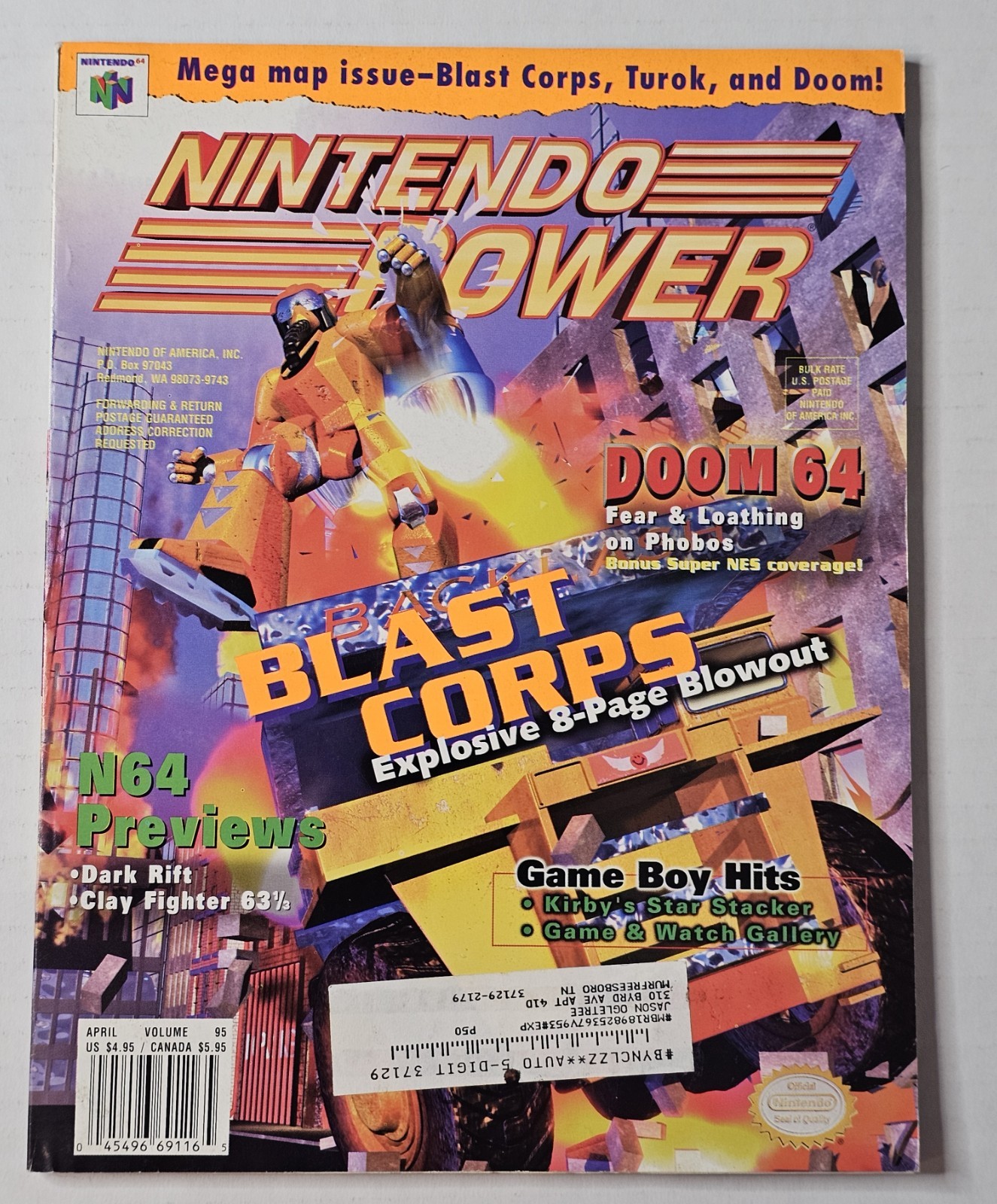 Nintendo Power Magazine w/ Poster April 1997 Volume 95 Blast Corps Doom 64