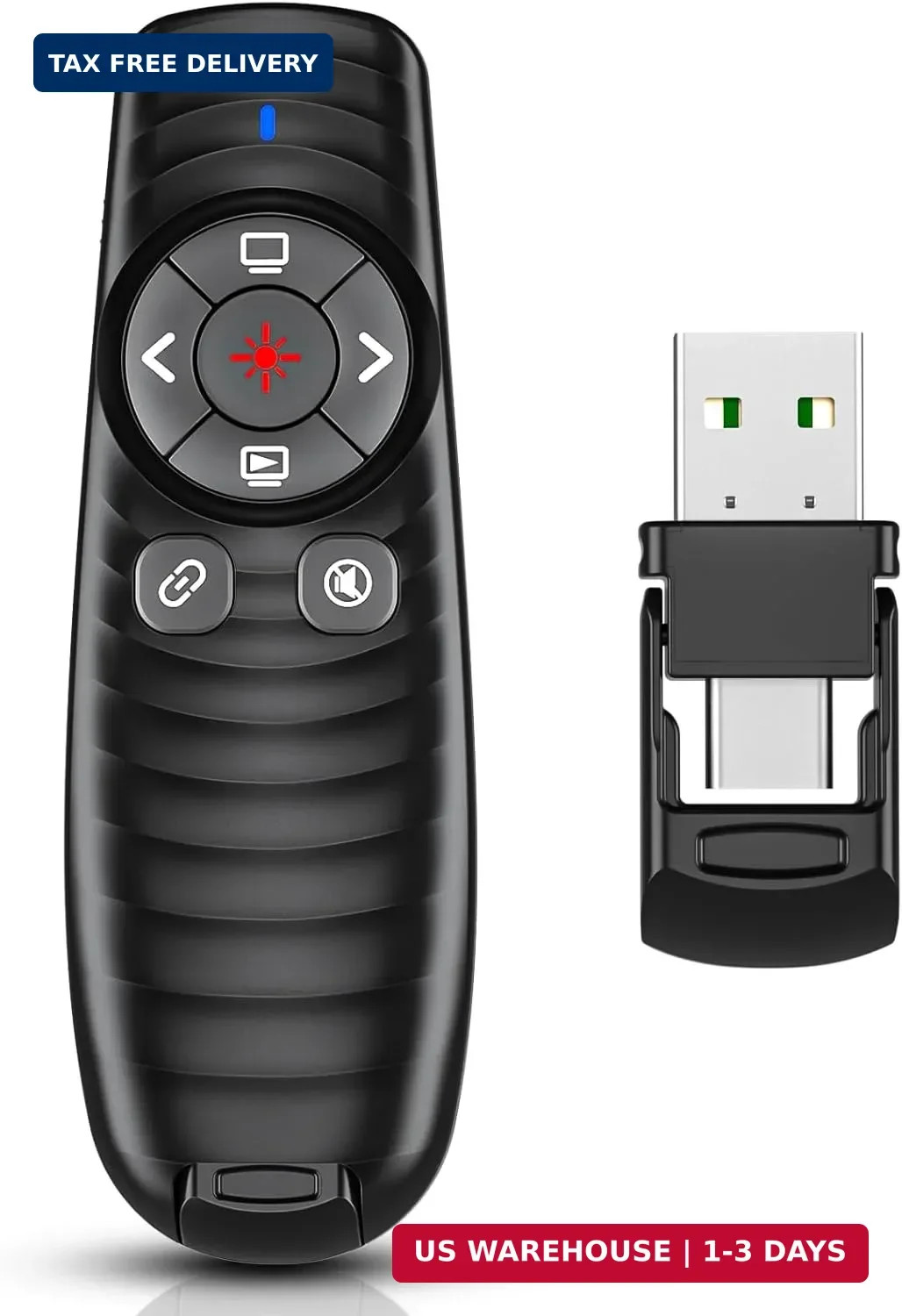 2-in-1 USB TYPE-C Presentation Clicker wireless Presenter Remote Clicker, Powerp