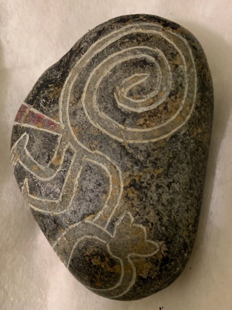 Peruvian Black stone with the Nazca lines monkey design