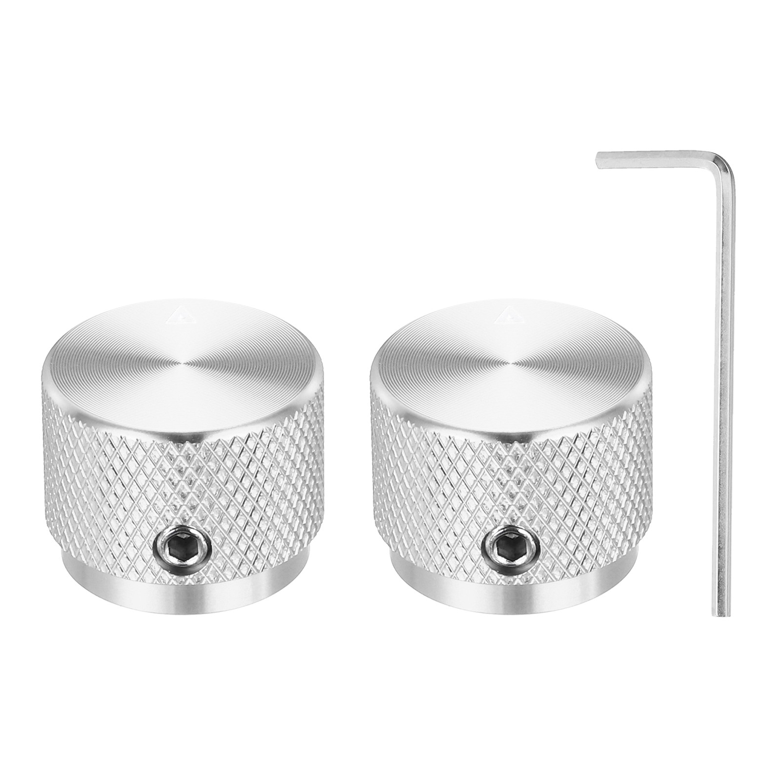 2 Pcs Aluminium Potentiometer Knobs,Arrow Indicator, 3/5" Silver(20x15.5mm)