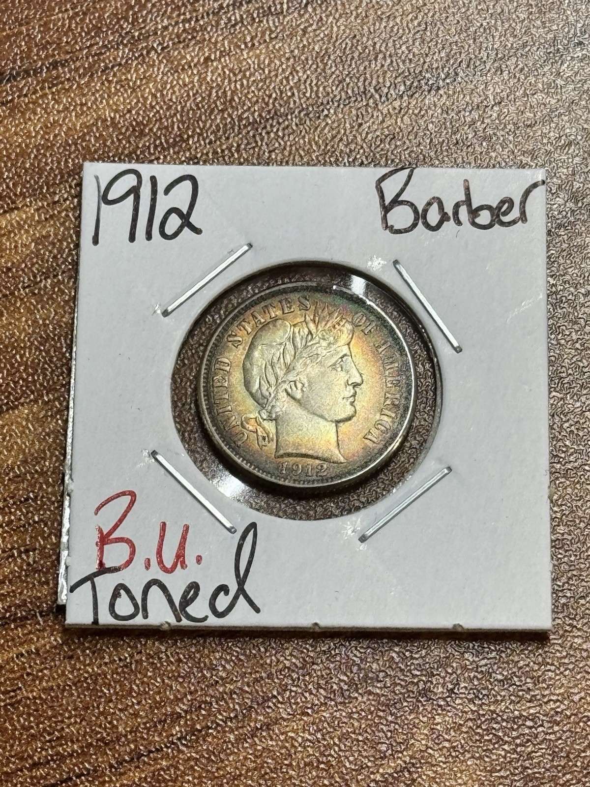 1912 P Barber Silver Dime BU Uncirculated MS++ Toned US Type Coin (Raw16533)