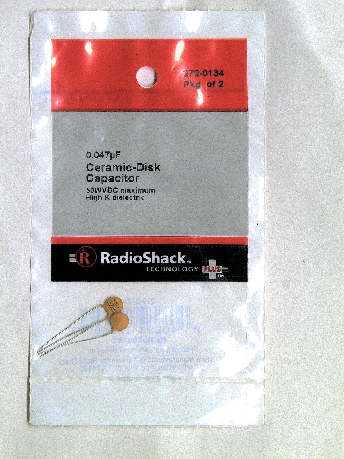 Lot of (4) RadioShack 272-0134 0.047µf 50v Hi-q Ceramic Disc Capacitor 2PK