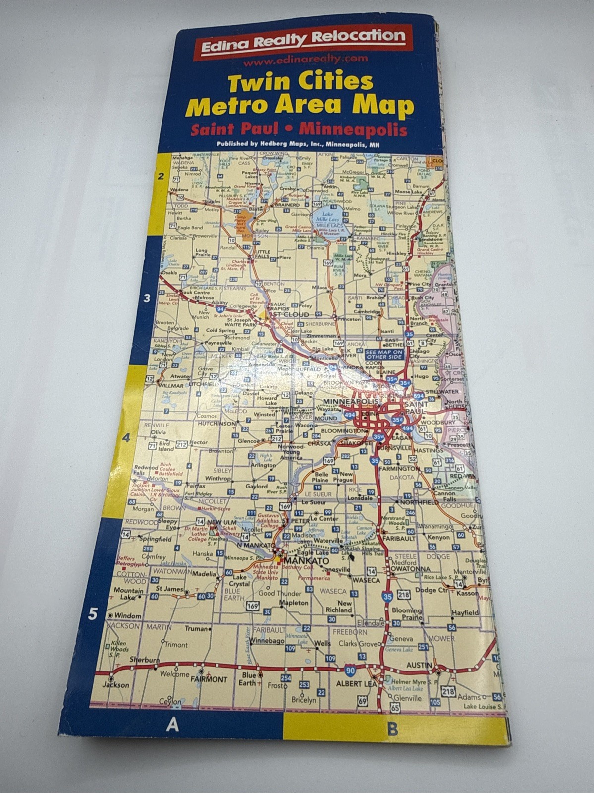 Twin Cities Central Metro  Minneapolis-St Paul, Minnesota, Map Coated Durable