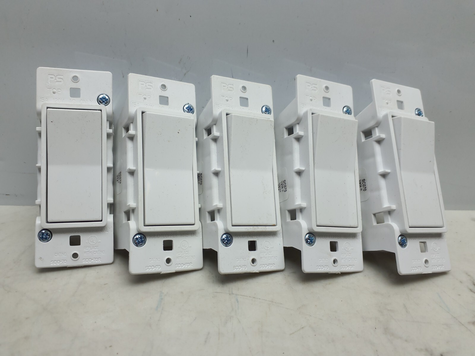 5 Pack P&S RVSC070S3 Single Pole Decorator Switch w/Back On/Off White 15A 120VAC