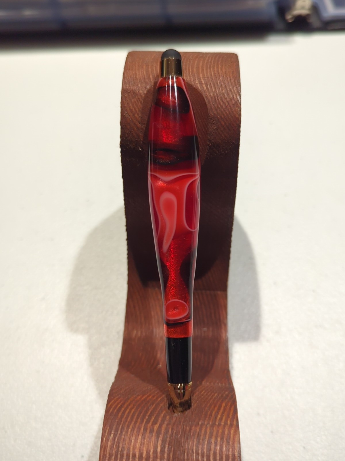 Handmade Acrylic Stylus Red With Gold Trim